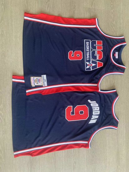 NBA 9 Jordan USA 1992 authentique Maillot bleu